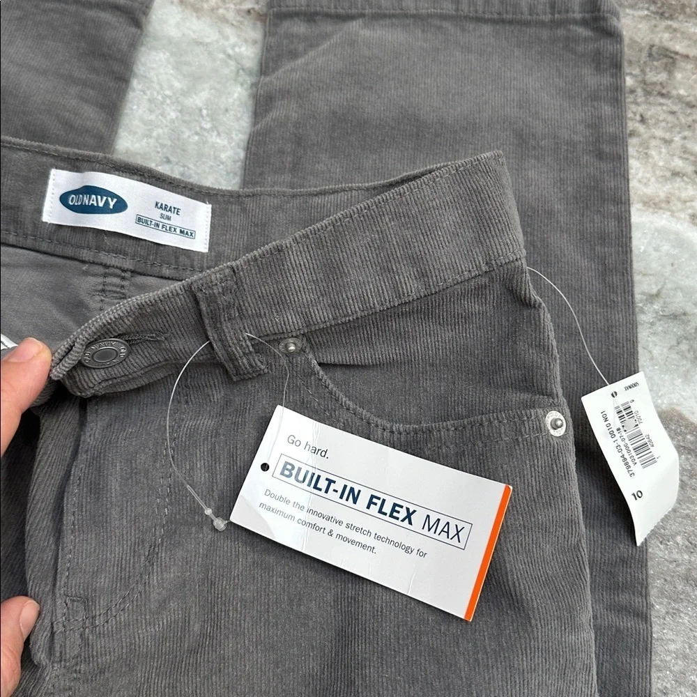 NWT Old Navy Karate Slim Corduroy Pants Gray Size 10